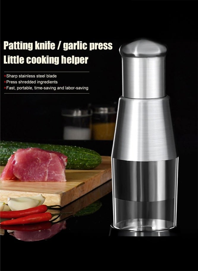 SHABILI Manual Garlic Press Vegetable Chopper, Plastic and Stainless Steel Veggie Chopper Garlic Crusher for home cooks and kitchen prep, Compact Garlic Chopper Vegetable Cutter for Busy Families - Image 3